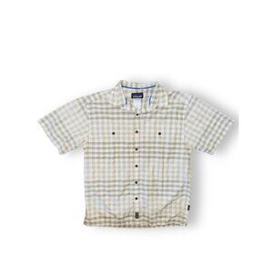 A1 Patagonia Mens Shirt Top Plaid Button Front Medium travel Beach Hike